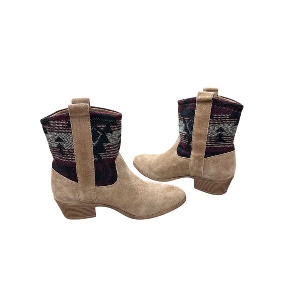 Bjorndal Women Austin Ankle Boot 10 Tan Aztec Knit Western Rodeo Boho Cowboy Y2K - Picture 6 of 9